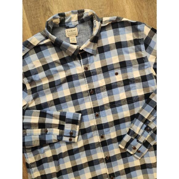 L.L. Bean mens XL performance plaid flannel shirt button up chest pocket LS - Picture 2 of 7
